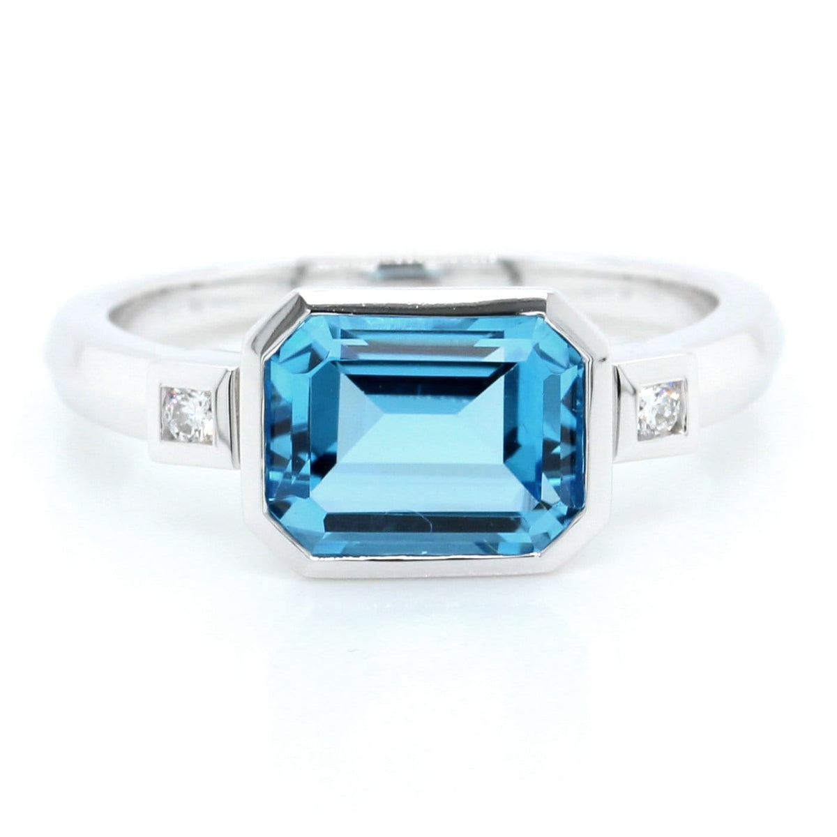 Silver Blue Topaz Birthstone and Diamond Ring (December) | Don Basch  Jewelers