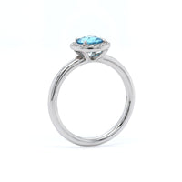 14K White Gold Blue Topaz with Diamond Halo Ring