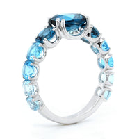 14K White Gold Oval Blue Topaz Ring