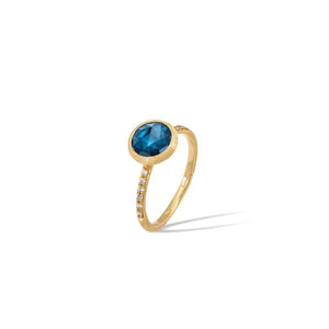 Jaipur 18K Yellow Gold Blue Topaz Ring, yellow gold, Long's Jewelers