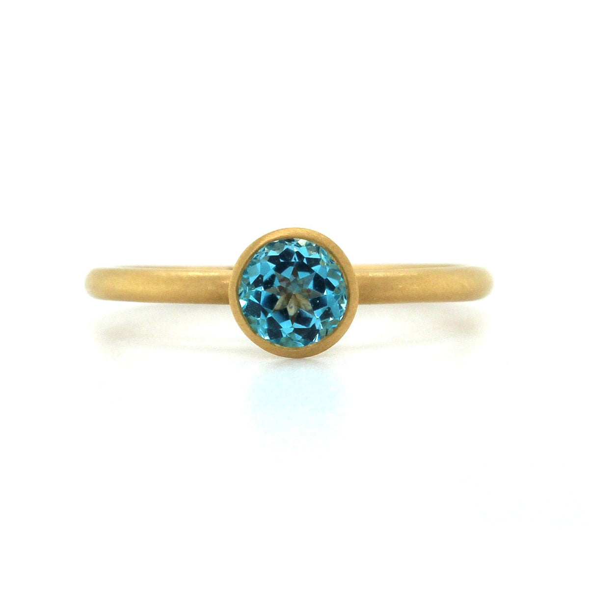 18K Yellow Gold Blue Topaz Bezel Set Ring, 18k yellow gold, Long's Jewelers