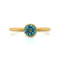 18K Yellow Gold Blue Topaz Bezel Set Ring, 18k yellow gold, Long's Jewelers