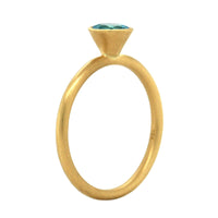 18K Yellow Gold Blue Topaz Bezel Set Ring
