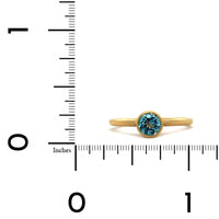 18K Yellow Gold Blue Topaz Bezel Set Ring