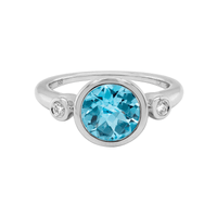 14K White Gold Blue Topaz Ring, 14k white gold, Long's Jewelers