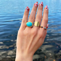 18K Yellow Gold Round Disc Ring