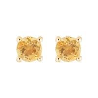 14K Yellow Gold Round Citrine Stud Earrings