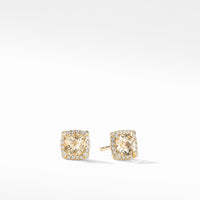 Petite Chatelaine® Pavé Bezel Stud Earrings in 18K Yellow Gold with Champagne Citrine