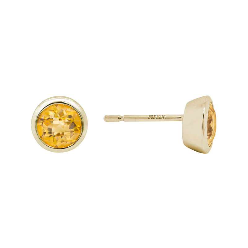 14K Yellow Gold Citrine Stud Earrings, 14k yellow gold, Long's Jewelers