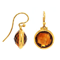 24K Yellow Gold Rose Cut Citrine Drop Earrings, Long's Jewelers