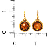 24K Yellow Gold Rose Cut Citrine Drop Earrings, Long's Jewelers