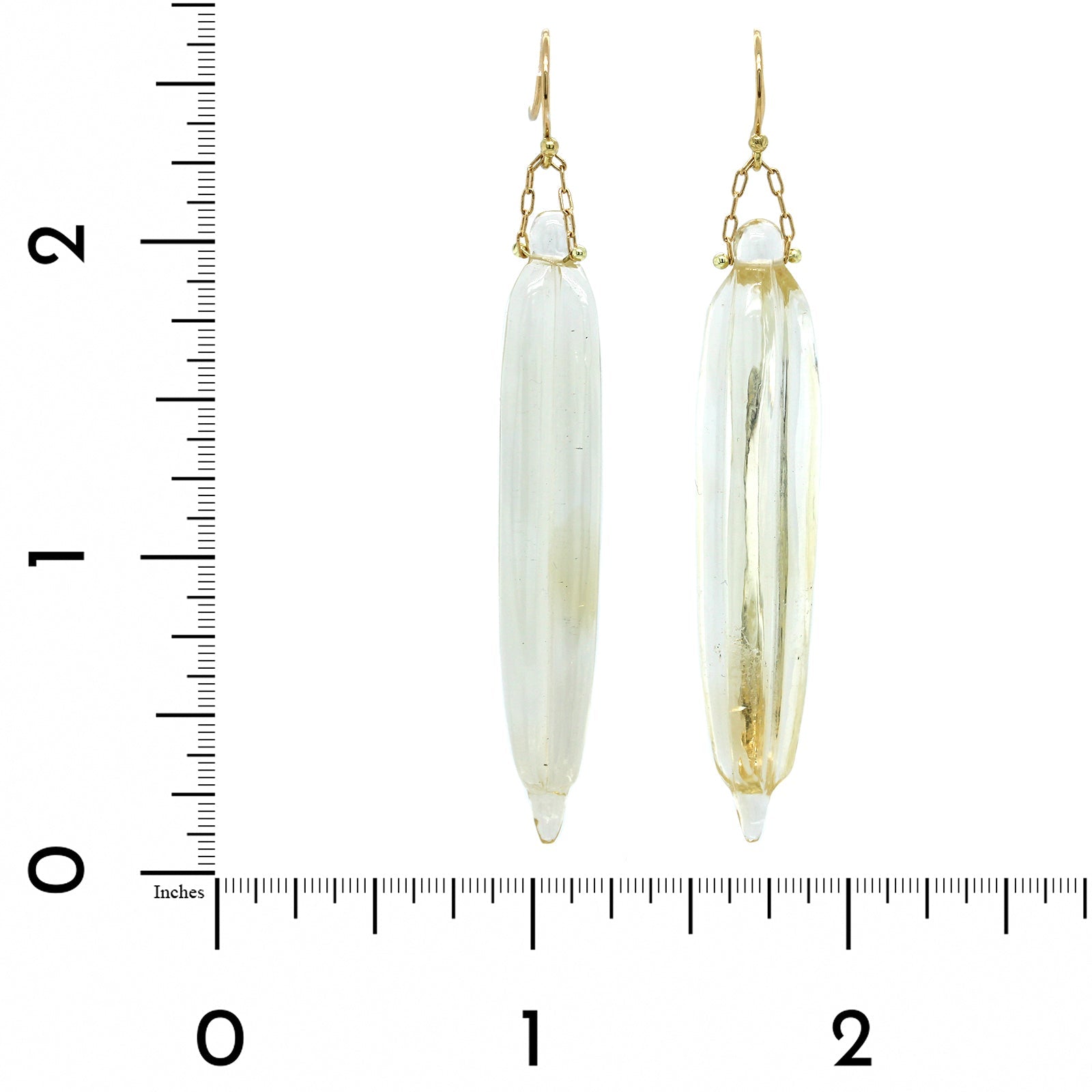 18K Yellow Gold Citrine Pine Needle Drop Earrings