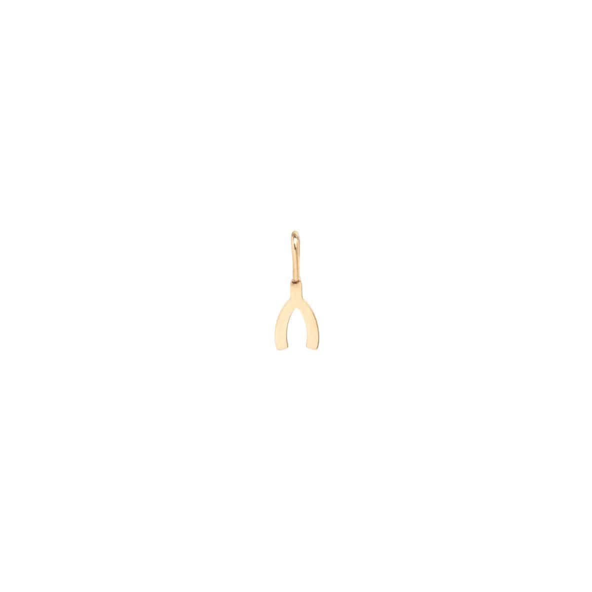 14K Yellow Gold Wishbown Charm