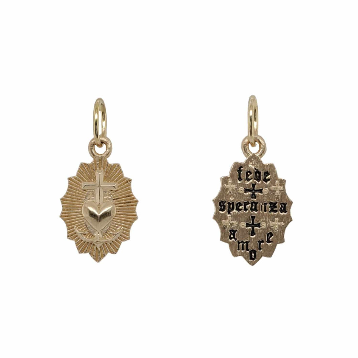 14K Yellow Gold Trinity Faith Hope Love Charm