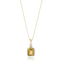 14K Yellow Gold Emerald Cut Citrine Necklace