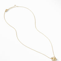 Petite Chatelaine® Pavé Bezel Pendant Necklace in 18K Yellow Gold with Champagne Citrine and Diamonds, 7mm