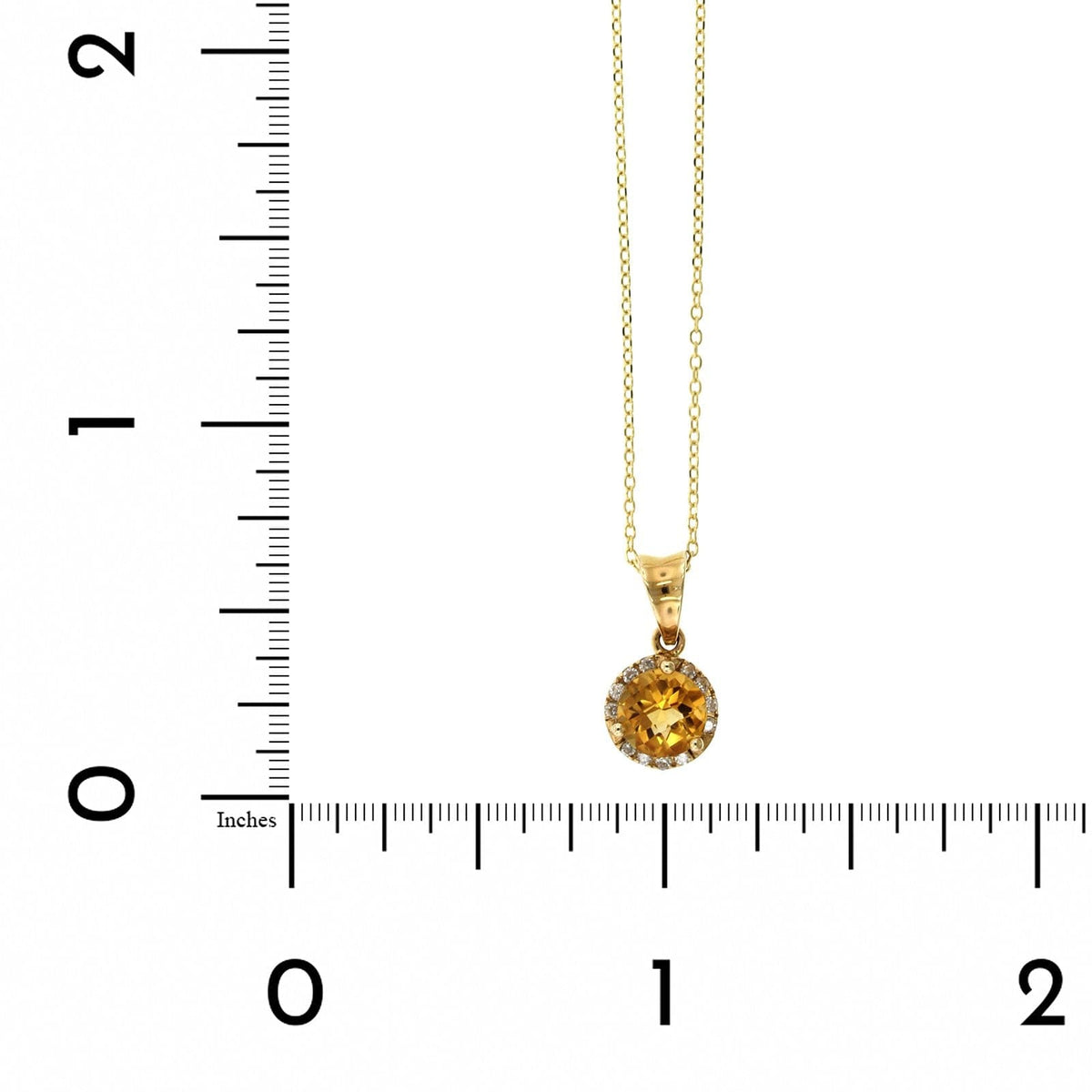 14K Yellow Gold Round Citrine Diamond Halo Necklace