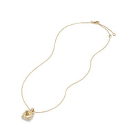 Châtelaine Pave Bezel Pendant Necklace with Champagne Citrine and Diamonds in 18K Gold mm