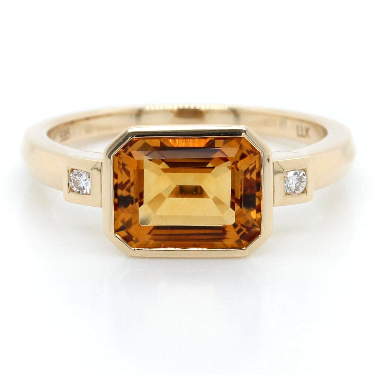 14K Yellow Gold Citrine and Diamond Ring