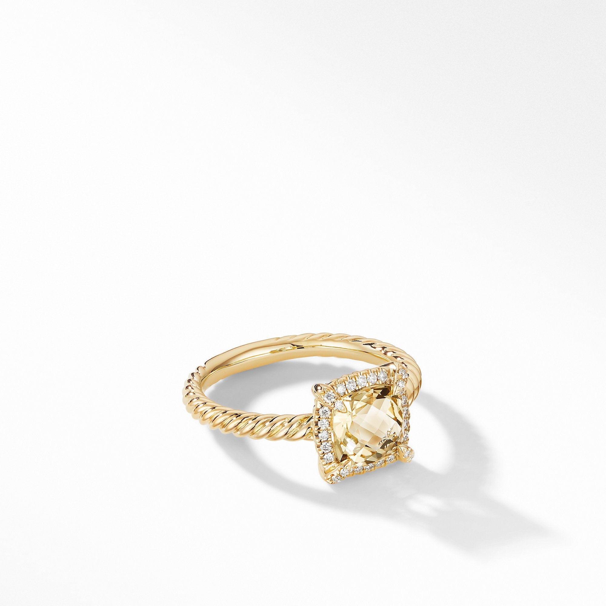 Chatelaine® Pavé Bezel Ring in 18K Yellow Gold with Champagne Citrine