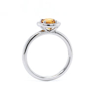 14K White Gold Citrine with Diamond Halo Ring