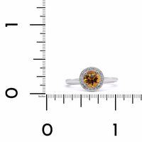14K White Gold Citrine with Diamond Halo Ring