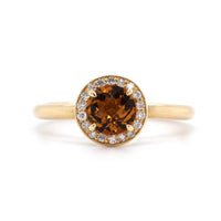 14K Yellow Gold Citrine with Diamond Halo Ring