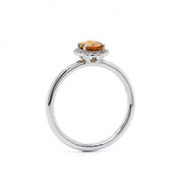 14K White Gold Citrine with Diamond Halo Ring
