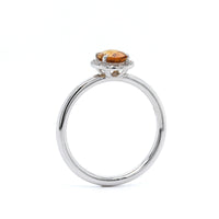 14K White Gold Citrine with Diamond Halo Ring