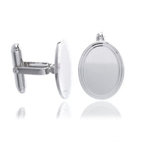 Sterling Silver Oval Etched Border Cufflinks
