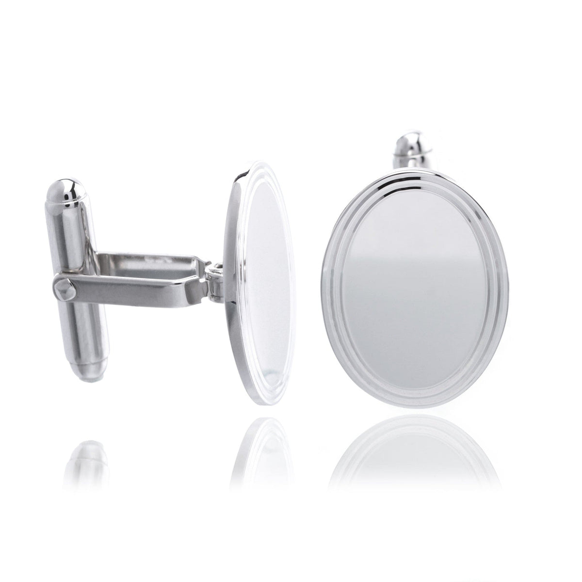 Sterling Silver Oval Etched Border Cufflinks