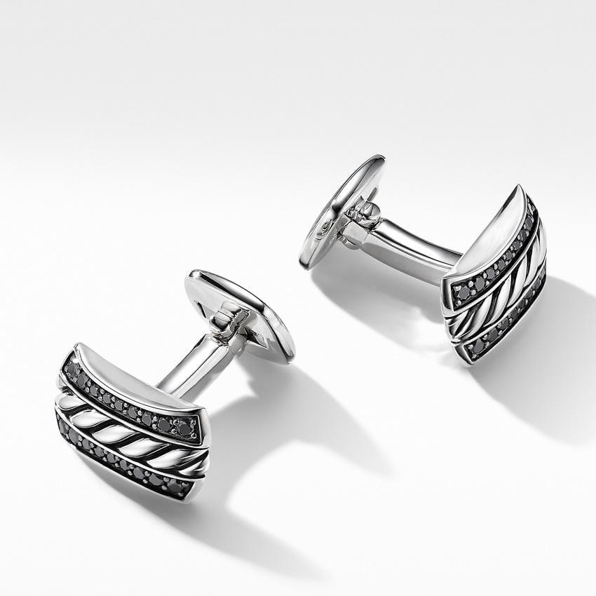 Cable Cufflinks with Pavé Black Diamonds