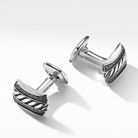 Cable Cufflinks with Pavé Black Diamonds