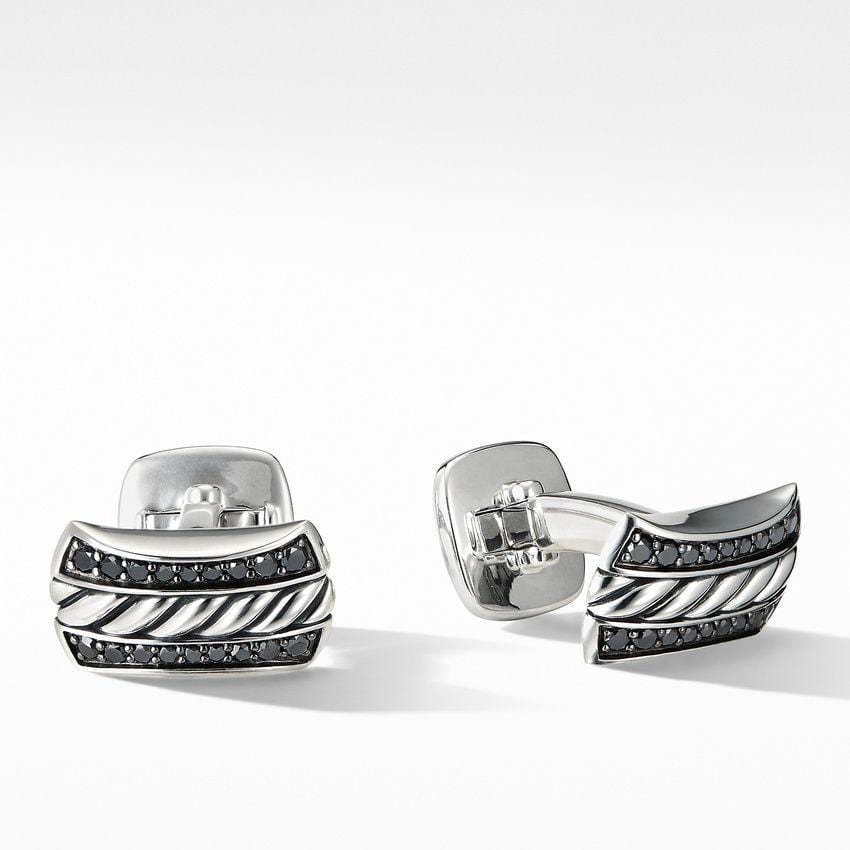 Cable Cufflinks with Pavé Black Diamonds