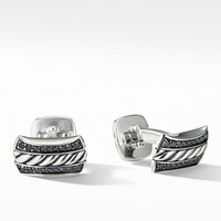 Cable Cufflinks with Pavé Black Diamonds