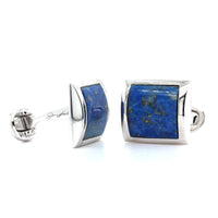 Sterling Silver Square Dome Lapis Cufflinks