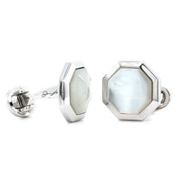Sterling Silver Square Octagon Mother of Pearl Cufflinks