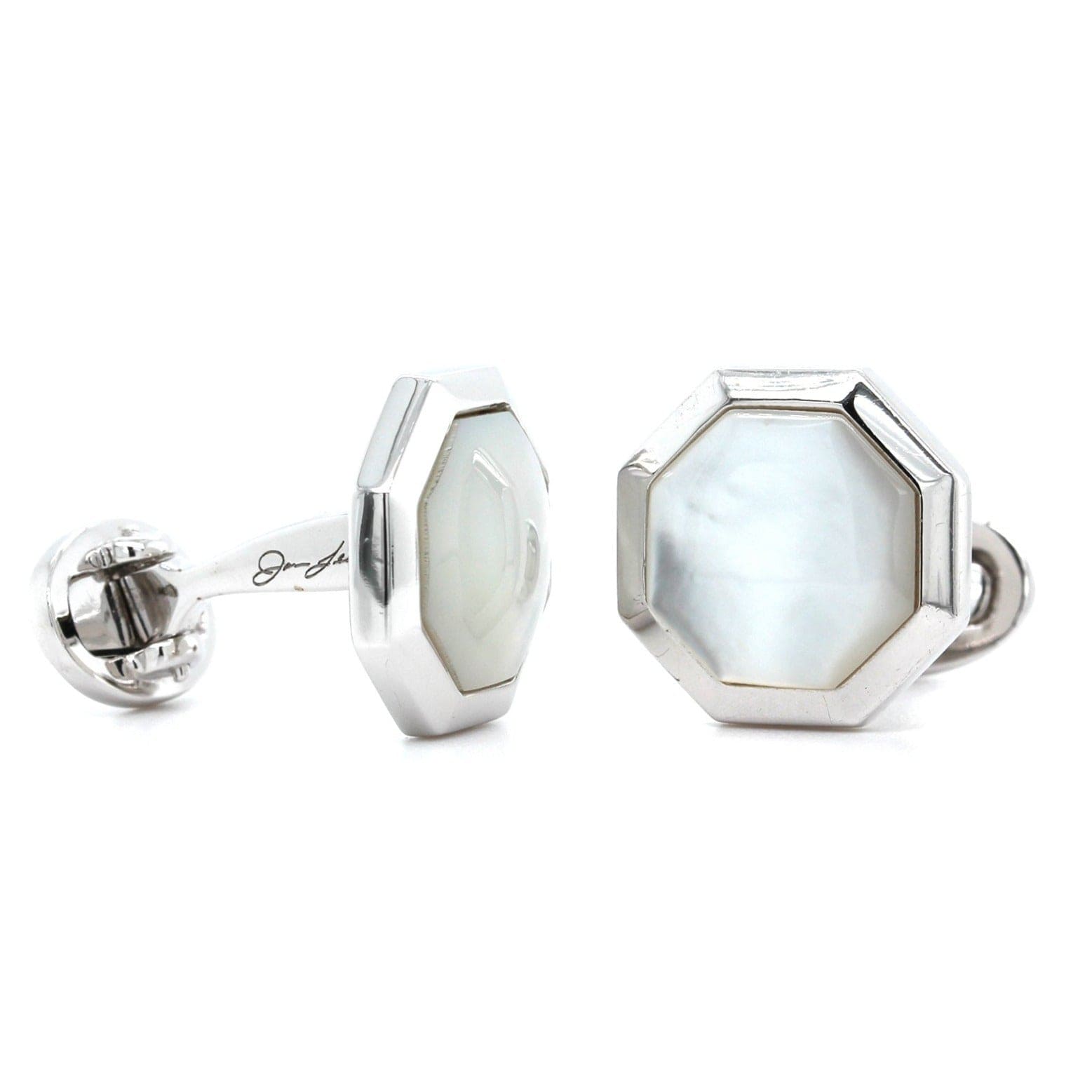 Sterling Silver Square Octagon Mother of Pearl Cufflinks