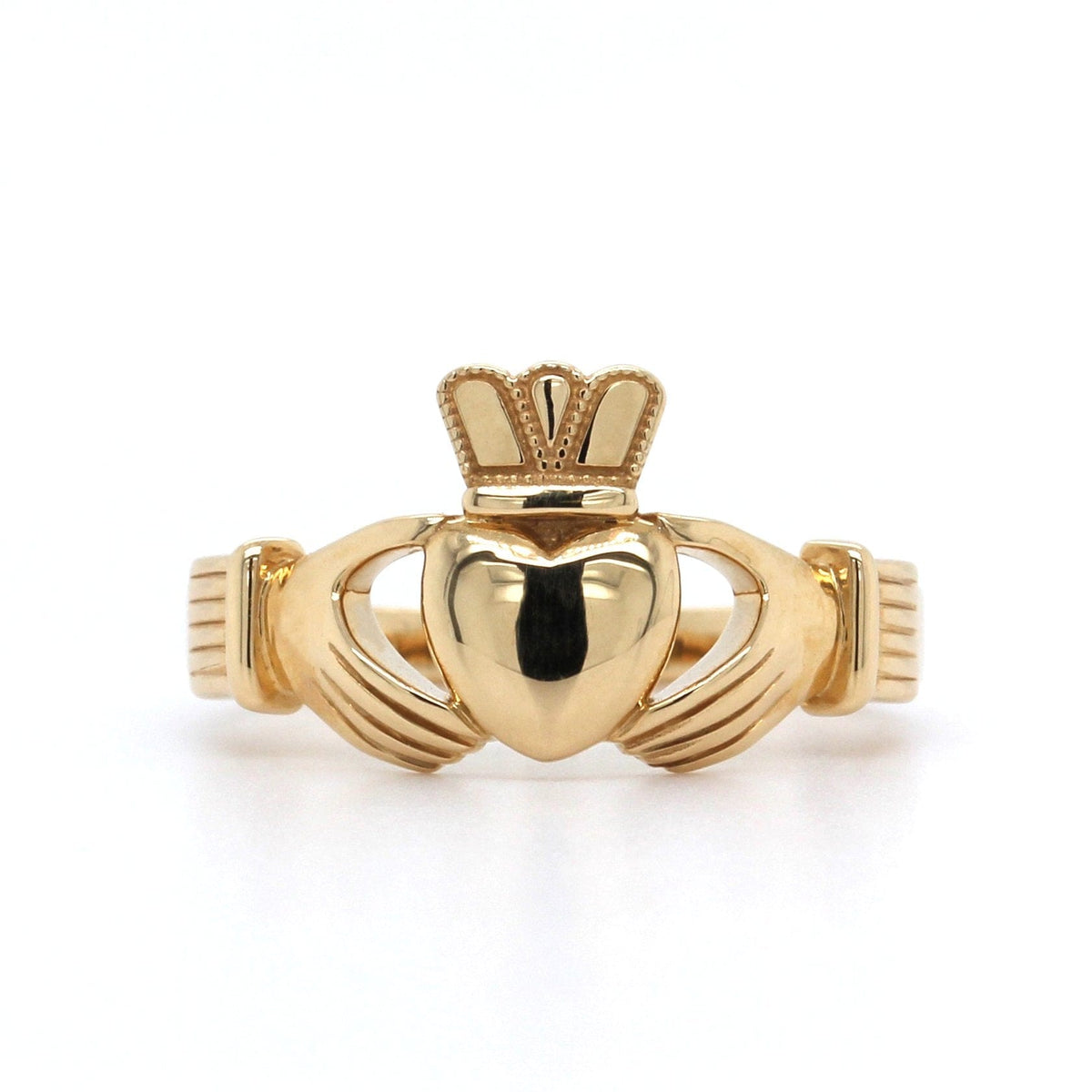14K Yellow Gold Heavy Claddagh Ring