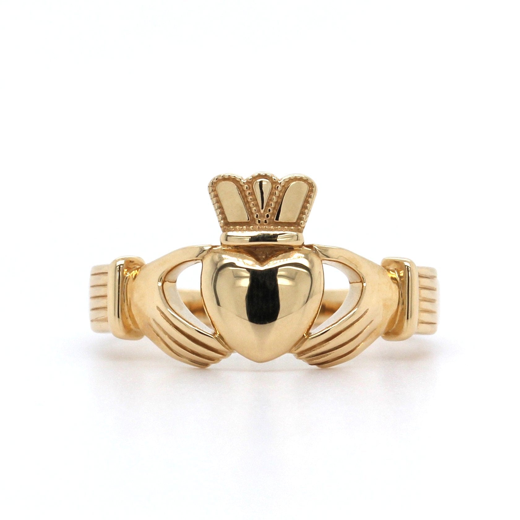 14K Yellow Gold Heavy Claddagh Ring