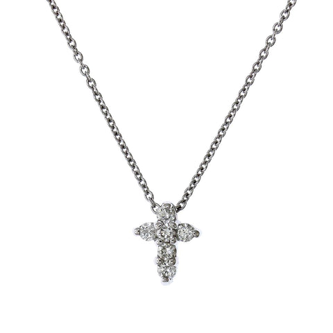Roberto Coin - Tiny Treasures Diamond Cross Necklace in 18K White Gold –  Robinson's Jewelers