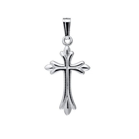 14K White Gold Cross Pendant with Fluted Ends