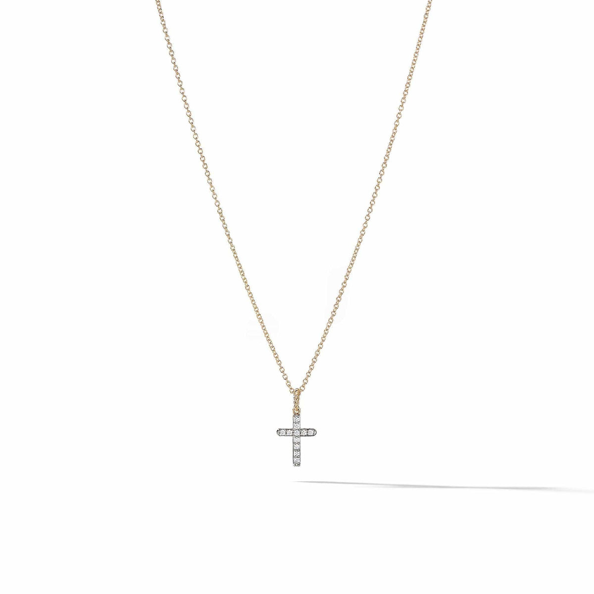 Cable Collectibles Cross with Diamonds in Gold on Chain, Yellow Gold, Long's Jewelers