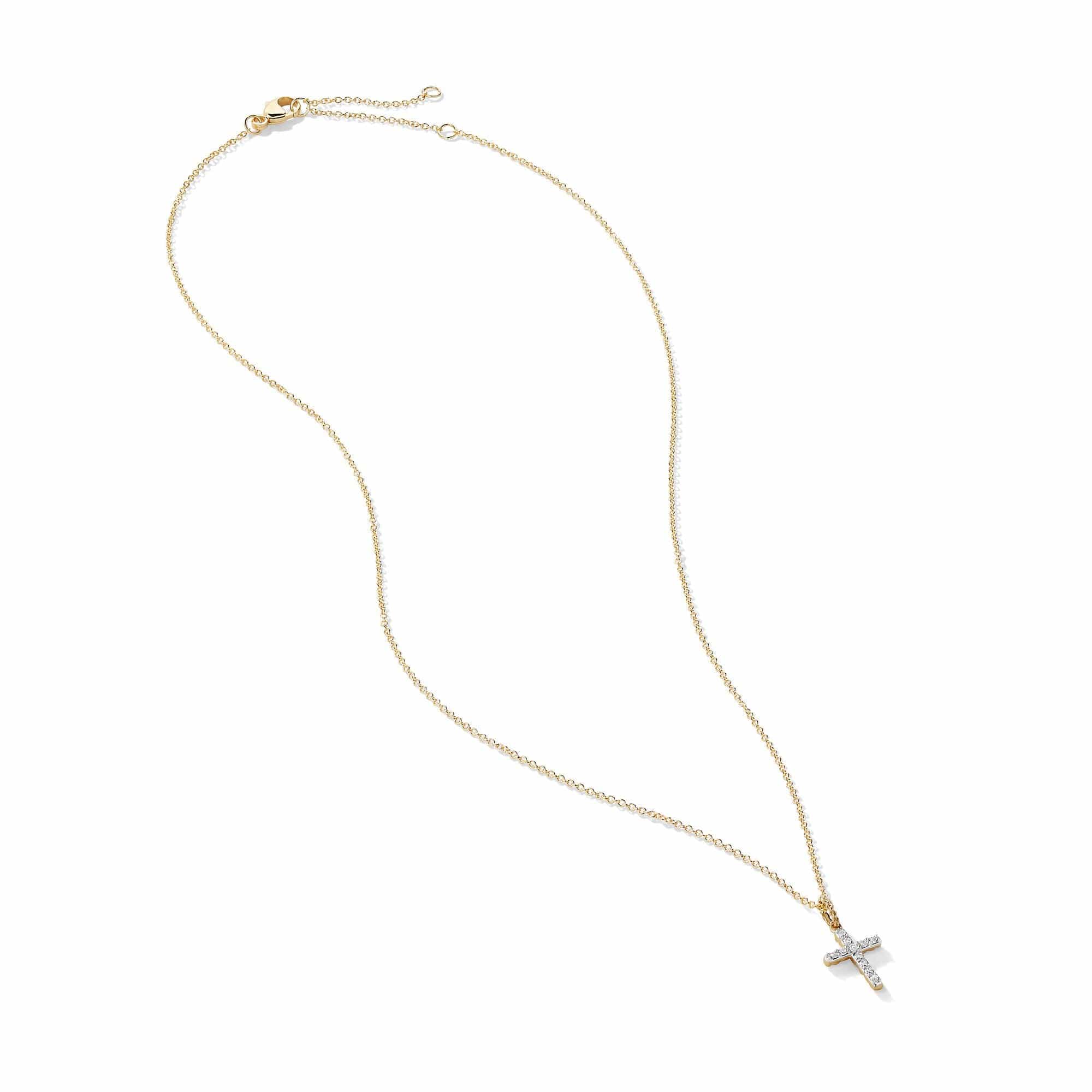 Cable Collectibles Cross with Diamonds in Gold on Chain