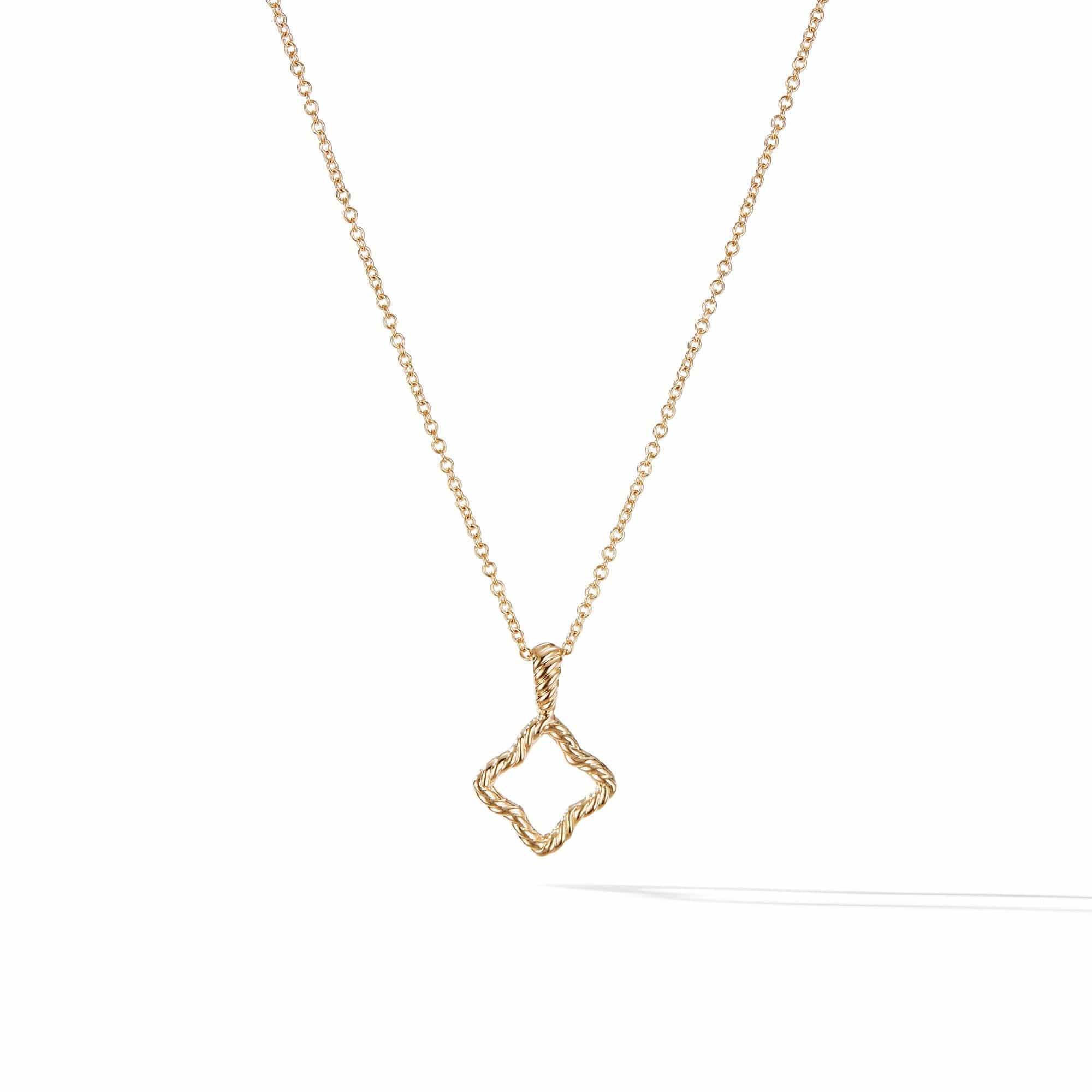 Cable Collectibles Quatrefoil Pendant Necklace with Diamonds in 18K Gold