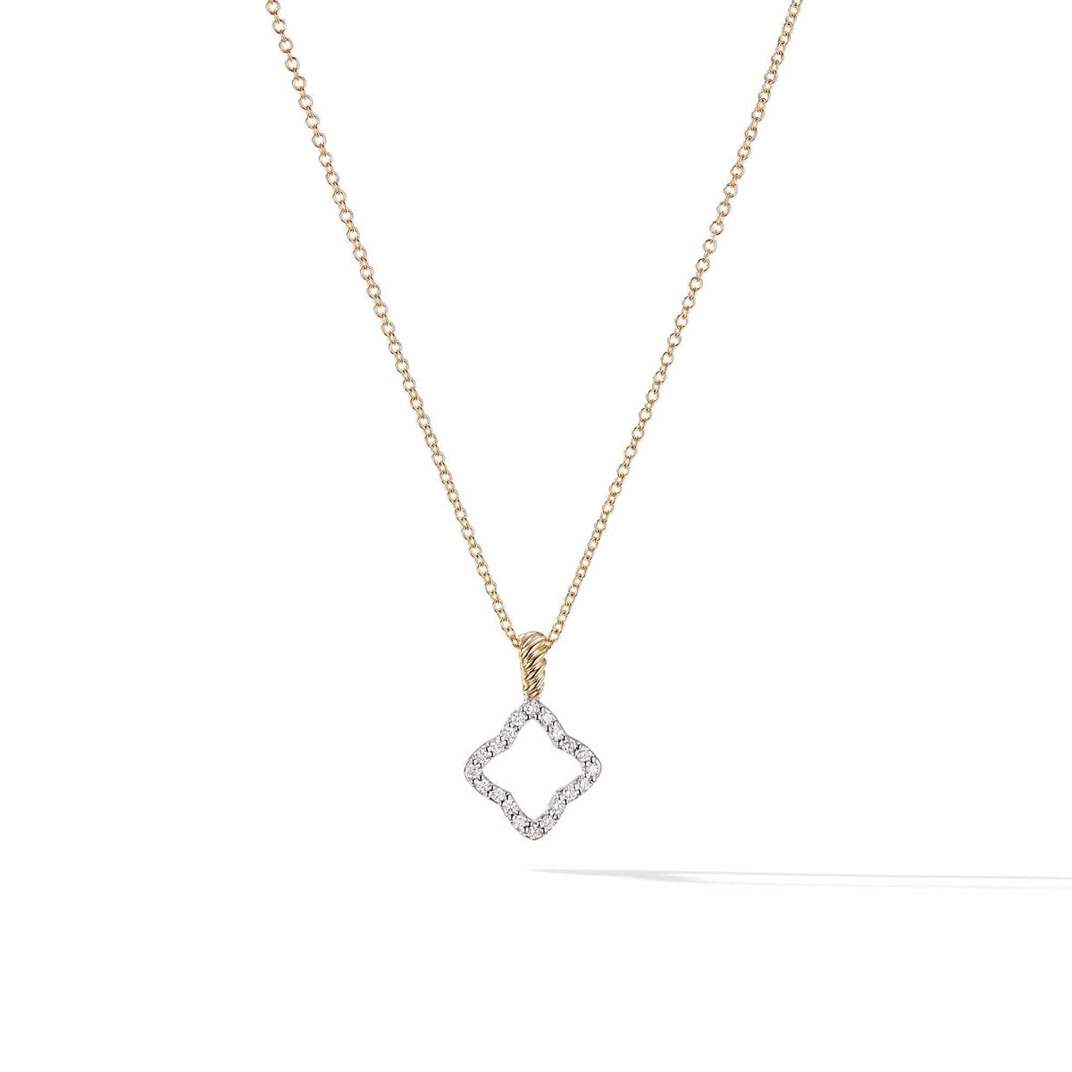 Cable Collectibles Quatrefoil Pendant Necklace with Diamonds in 18K Gold, Yellow Gold, Long's Jewelers