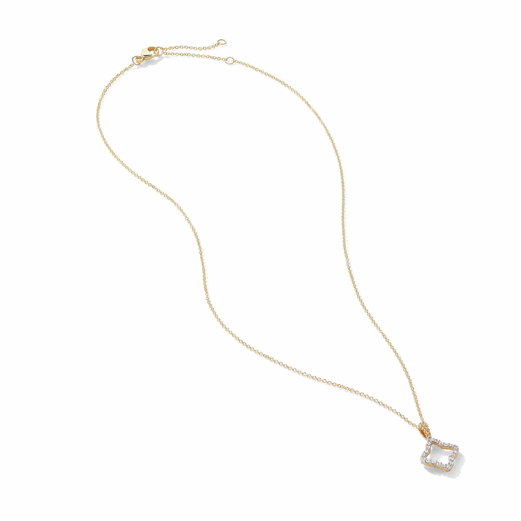 Cable Collectibles Quatrefoil Pendant Necklace with Diamonds in 18K Gold