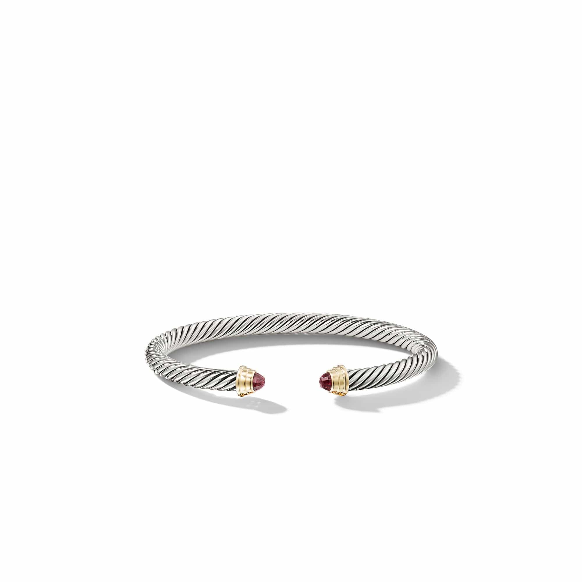 Cable Kids® Birthstone Bracelet with Pink Tourmaline and 14K Gold, 4mm