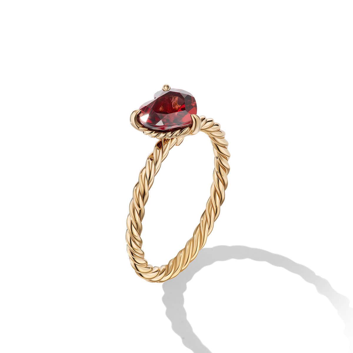 Chatelaine Heart Ring in 18K Yellow Gold with Garnet, Yellow Gold, Long's Jewelers