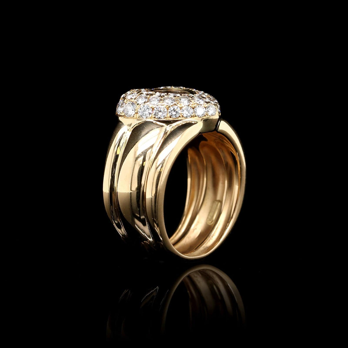 Estate Vintage Diamond Blossom Ring in 14k White and Yellow Gold